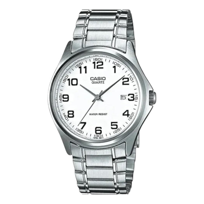 Casio Men's White Dial Silver Stainless Steel Band Analog Quartz Watch - MTP-1183A-7BDF