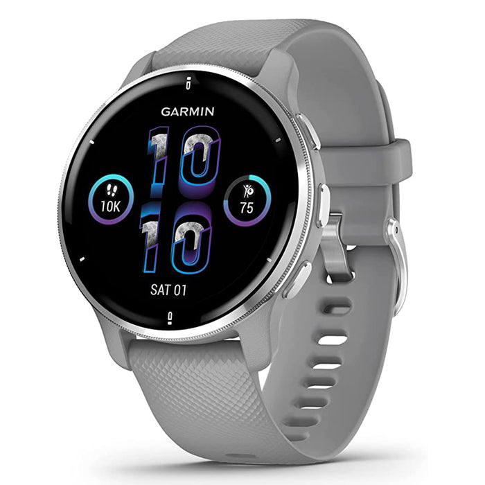 Garmin Venu 2 Plus Silver with Gray Band Advanced Health Monitoring and Fitness Features with Call and Text GPS Smartwatch - 010-02496-00(2)