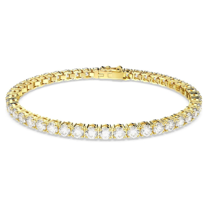 Swarovski Women's Clear Gold-Tone Finished Round Cut Crystals Extra Large Matrix Tennis Bracelet - 5657663