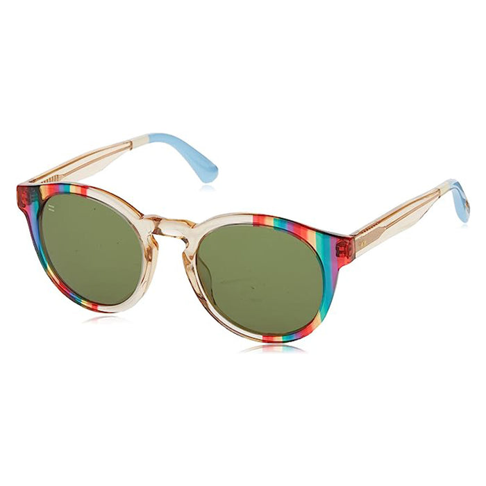 TOMS Unisex Rainbow Stripes Frame Gray Green Lens Non-Polarized Round Sunglasses - 10017423