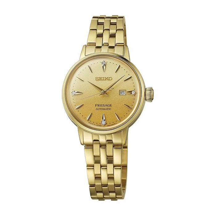 Seiko Women's Gold-Tone Dial Gold Stainless Steel Band Analog Automatic Watch - SRE018