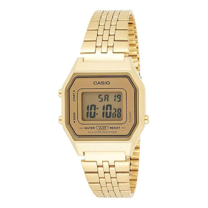 Casio Women's Gold Dial Gold Stainless Steel Band Digital Quartz Watch - LA680WGA-9DF