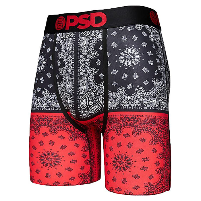 PSD Men's Black Bandana Split Boxer Briefs Large Underwear - 221180062-BLK-L