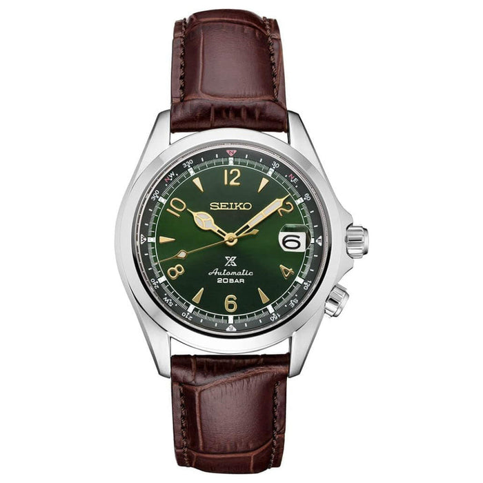 Seiko Prospex Men's Green Dial Brown Leather Band Analog Automatic Watch - SPB121