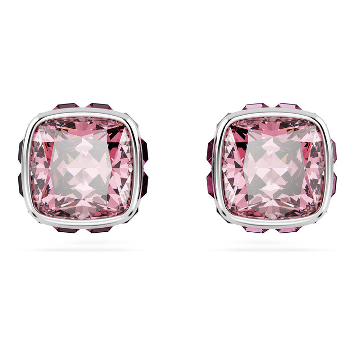 Swarovski Women's Pink Square-Cut Stone and Crystals in a Rhodium-Finished Setting October Birthstone Stud Earrings - 5661960