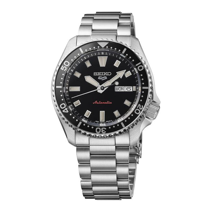 Seiko 5 Sports Men's Black Dial Silver Stainless Steel Band Analog Automatic Watch - SRPL79
