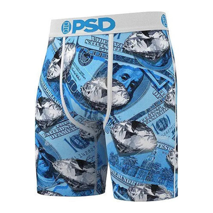 PSD Men's Multicolor Blue Fortune Mid Length Boxer Briefs Large Underwear - 425180127-MUL-L