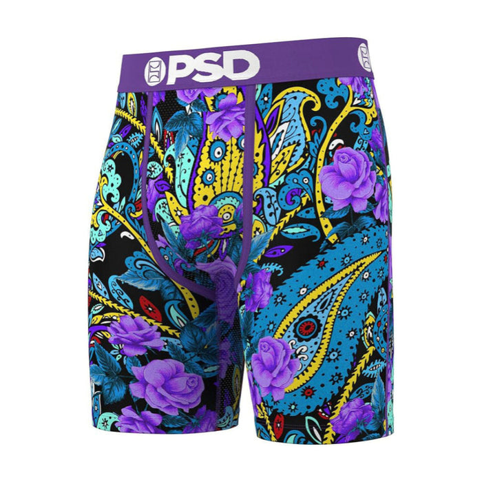PSD Men's Multicolor Violet Paisley Boxer Briefs Extra Large Underwear - 324180073-MUL-XL