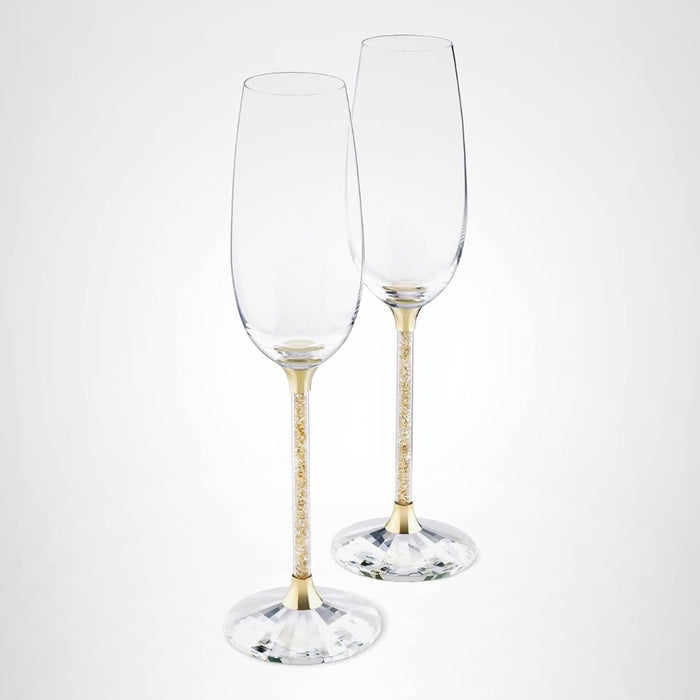 Swarovski Unisex Gold Tone Crystalline Golden Shadow Set Of 2 Toasting Flutes - 5102143