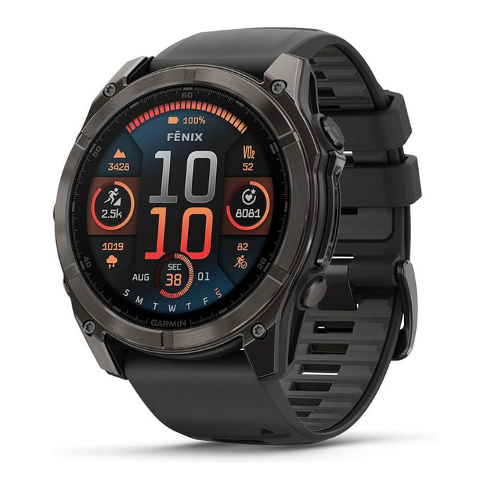 Garmin fēnix 8 Unisex Slate Gray with Black Band Amoled Long-Lasting Battery Life Dive-Rated Built-in LED Flashlight 51 Millimeters Premium Multisport GPS Smartwatch - 010-02905-00