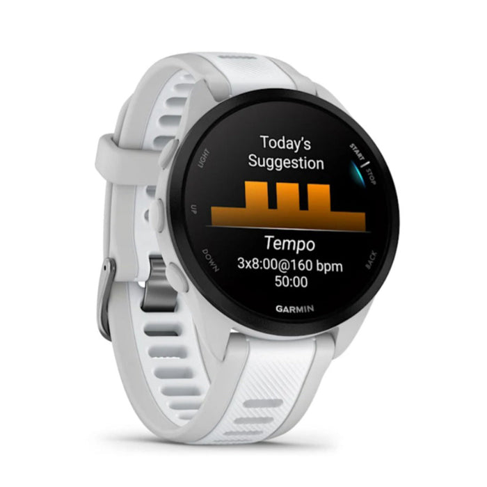 Garmin Unisex Whitestone Forerunner 165 Colorful AMOLED Display Training Metrics and Recovery Insights Running Smartwatch - 010-02863-21