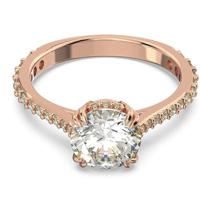 Swarovski Part of the Constella Collection Women's White Crystals on a Rose Gold-Tone Finish Setting Size 7 Stilla Ring - 5638548