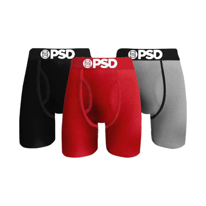PSD Men's Multicolor Moisture-Wicking Fabric 95/5 Rd/gy/blk 3-Pack Boxer Brief Large Underwear - 321180161-MUL-L