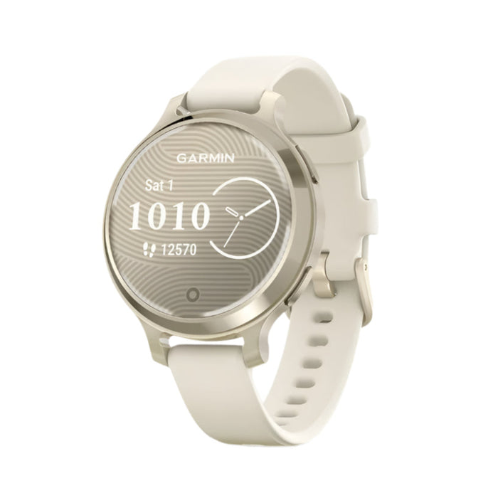 Garmin Lily® 2 Active Unisex Lunar Gold With Bone Silicone Band Built-in GPS Hidden Display Patterned Lens Up to 9 Days Battery Life Small And Stylish Smartwatch - 010-02891-00