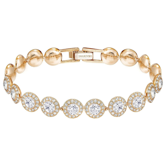 Swarovski Women's Clear circle-cut Crystals with Matching Crystal Pavé on a Rose-Gold Tone Finish Setting Una Angelic Tennis Bracelet - 5240513