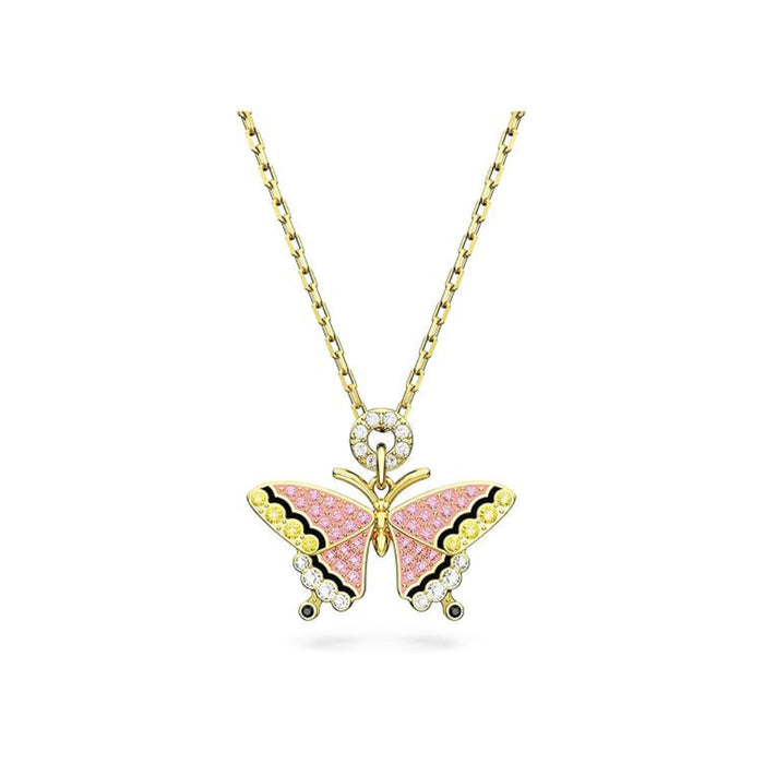 Swarovski Women's Butterfly Motif Multicolored Crystals on a Gold-Tone Finished Chain Idyllia Pendant Necklace - 5658857
