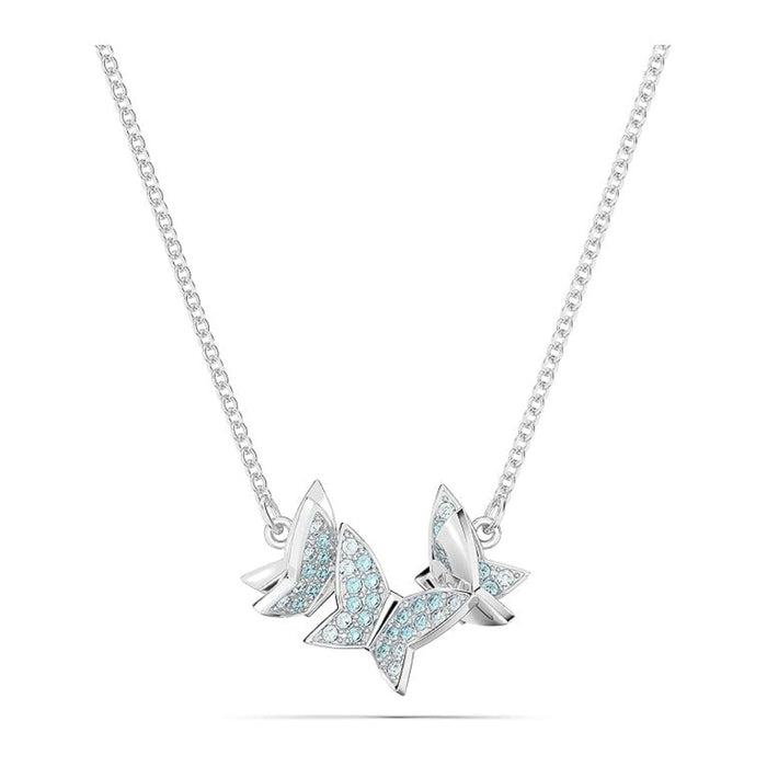 Swarovski Women's Blue Crystals in a Rhodium Tone Finished Setting Lilia Butterfly Necklace - 5662181
