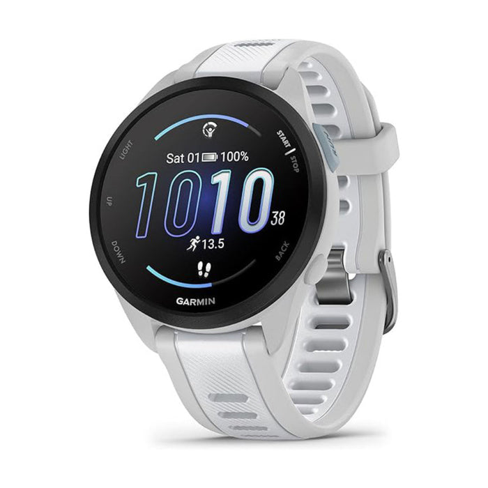 Garmin Unisex Whitestone Forerunner 165 Colorful AMOLED Display Training Metrics and Recovery Insights Running Smartwatch - 010-02863-21