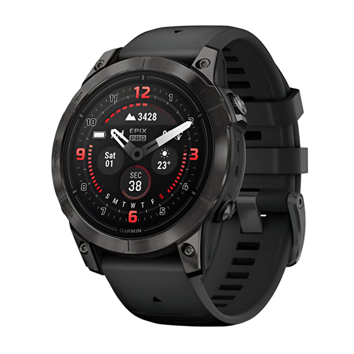 Garmin epix Pro (Gen 2) Sapphire Edition 47mm Black Advanced Training Technology Built-in Flashlight High Performance Smartwatch - 010-02803-10