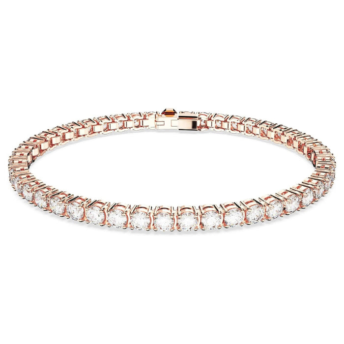 Swarovski Women's Clear Rose Gold-Tone Finished Round Cut Crystals Extra Large Matrix Tennis Bracelet - 5657660