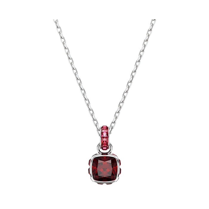 Swarovski Women's Red Square-Cut Stone and Crystals in a Rhodium-Finished Setting January Birthstone Pendant Necklace - 5651709