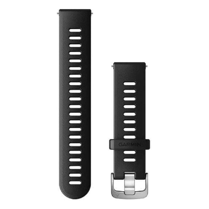 Garmin Unisex Black With Silver Hardware Silicone 20 MM Quick Release Watch Band - 010-11251-9P
