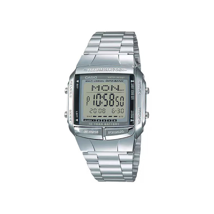 Casio Men's Grey Dial Silver Stainless Steel Band Digital Quartz Watch - DB-360-1ADF