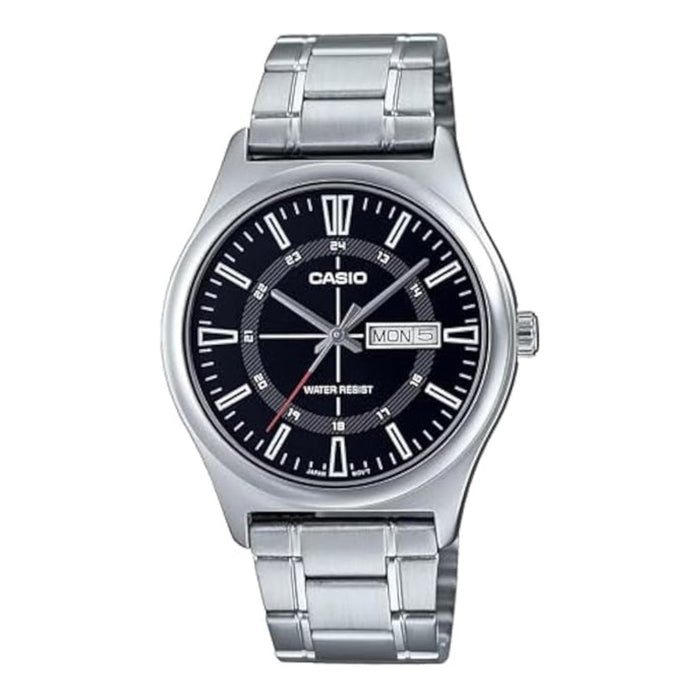 Casio Men's Black Dial Silver Stainless Steel Band Analog Japanese Quartz Watch - MTP-V006D-1CUDF