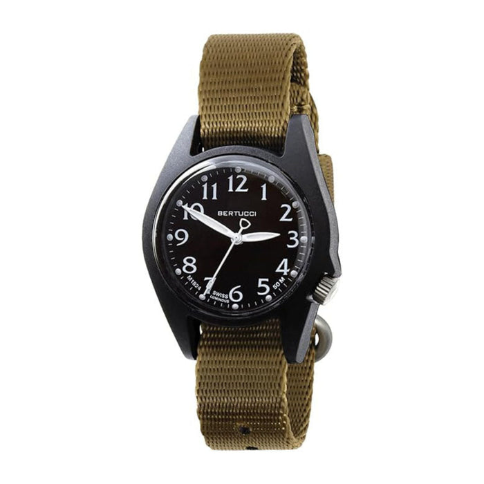 Bertucci Women's Black Dial Field Khaki Comfort Webb Band Analog Japanese Quartz Watch - 18512