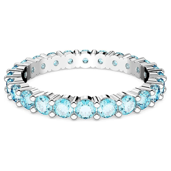 Swarovski Part of the Matrix Vittore Collection Women's Aquamarine-Blue Crystals on a Rhodium Finished Band Size 6 Matrix Vittore Ring - 5658671