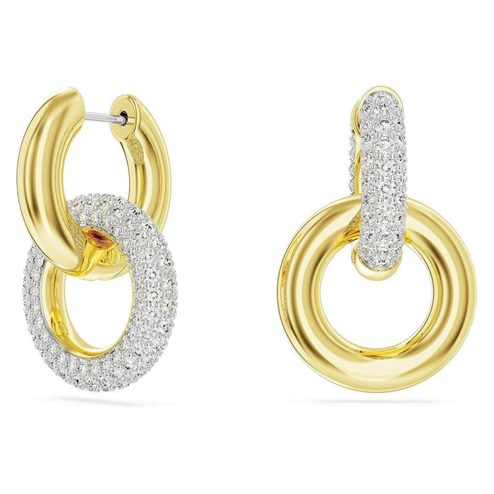 Swarovski Women's Clear Gold-tone Finish Interlocking Loop Dextera Hoop Earrings - 5668818