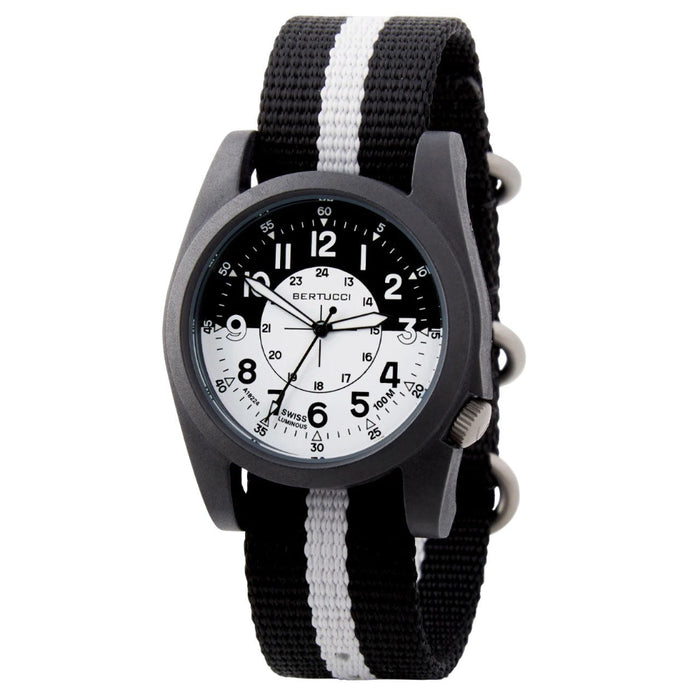 Bertucci Men's Black - Optic White Dial Black Optic White Pro-Stripe Nylon Band Analog Japanese Quartz Watch - 13393