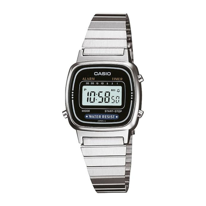 Casio Ladies Multicolor Dial Grey Stainless Steel Band Digital Quartz Watch - LA670WA-1DF