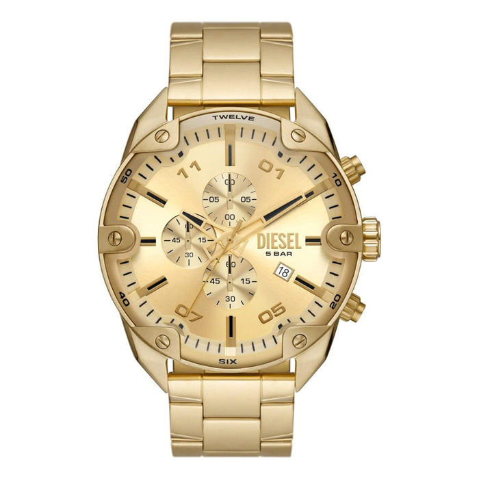 Diesel Spiked Men's Gold Dial Gold Stainless Steel Band Analog Chronograph Quartz Watch - DZ4608