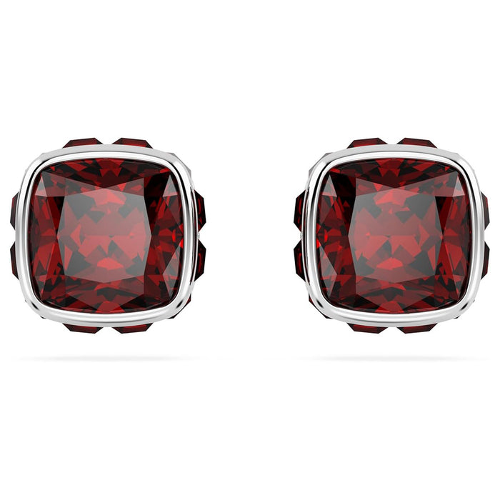Swarovski Women's Red Rhodium Finish Square Cut January Birthstone Stud Earrings - 5660798