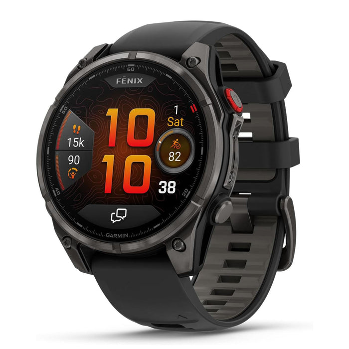 Garmin fēnix® 8 Pro 47mm Unisex Carbon Gray DLC Titanium With Black/Pebble Gray Silicone Band AMOLED Display inReach® Technology Sapphire Premium Connected Multisport GPS Smartwatch - 010-03198-00