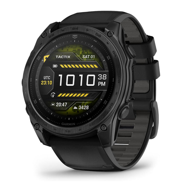 Garmin tactix® 8 51MM Unisex Black With Titanium Caseback And Black Silicone Band AMOLED Display Includes Applied Ballistics Ultralight™ Solver Premium Tactical GPS Smartwatch - 010-03406-00