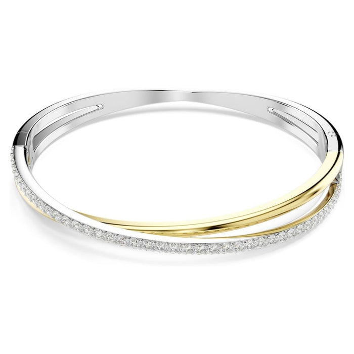 Swarovski Women's Clear Cubic Zirconia Mixed Metal Finish Round Cut Hyperbola Bangle Bracelet - 5689720