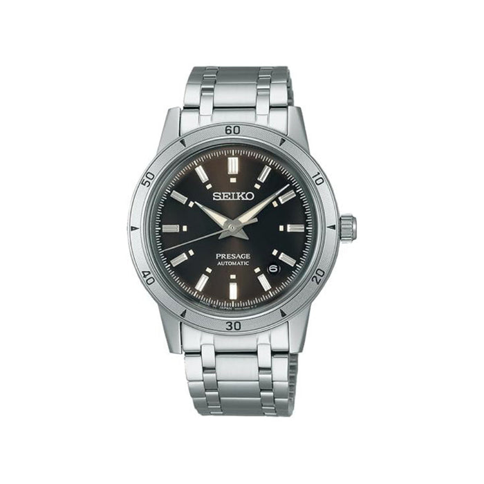 Seiko Presage Men's Brown Dial Silver Stainless Steel Band Analog Automatic Watch - SRPL09