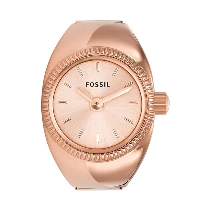 Fossil Women's Rose Gold Dial Rose Gold Stainless Steel Band Analog Quartz Two-Hand Watch Ring - ES5247