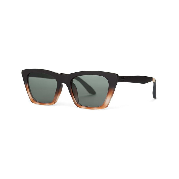 TOMS Women's Matte Black Honey Tortoise Fade Frame Green Grey Lens Sahara Cat Eye Sunglasses - 10019179
