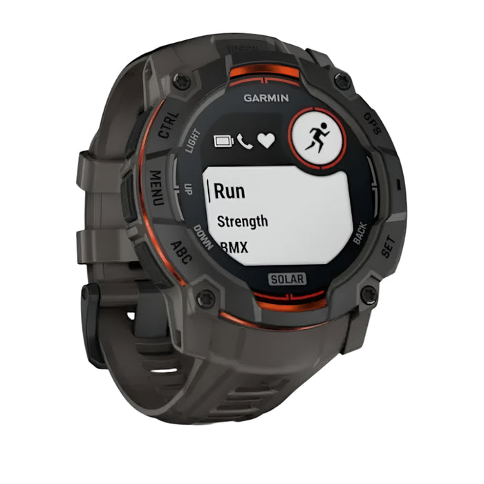 Garmin Instinct® 3 50 MM Unisex Charcoal Solar Charged Display Metal-Reinforced Bezel Built-in Flashlight Rugged Outdoor GPS Smartwatch - 010-02935-00