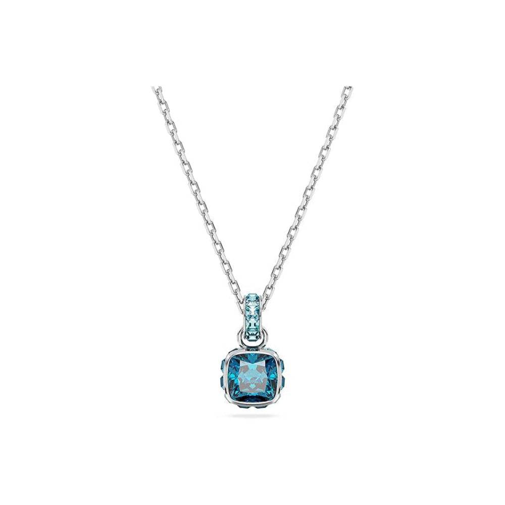 Swarovski Women's Blue Square-Cut Stone and Crystals in a Rhodium-Fini ...