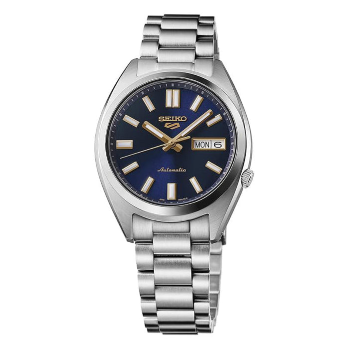Seiko Men's Blue Dial Silver Stainless Steel Band Analog Automatic Watch - SRPL55