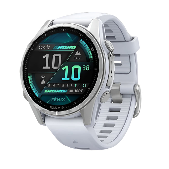 Garmin fēnix 8 Pro Unisex Silver With Whitestone Band Amoled Long-Lasting Battery Life Dive-Rated Built-in LED Flashlight 43 Millimeters Premium Multisport GPS Smartwatch - 010-02903-00