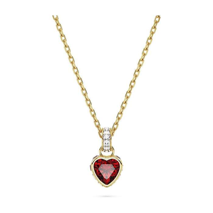 Swarovski Women's Heart Shape Red Center Crystal with Clear Crystal Details in Gold-Tone Finished Setting Chroma Pendant Necklace - 5648750