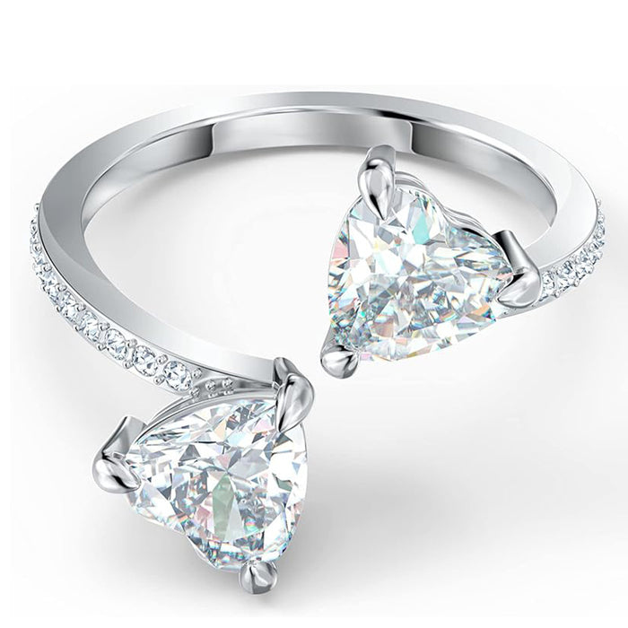 Swarovski Women's Clear Crystals and White Pavé and a Rhodium Plated Band Attract Soul Ring - 5535193