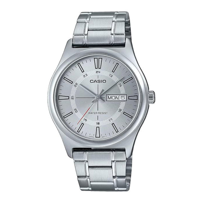 Casio Men's Silver Dial Silver Stainless Steel Band Analog Japanese Quartz Watch - MTP-V006D-7CUDF