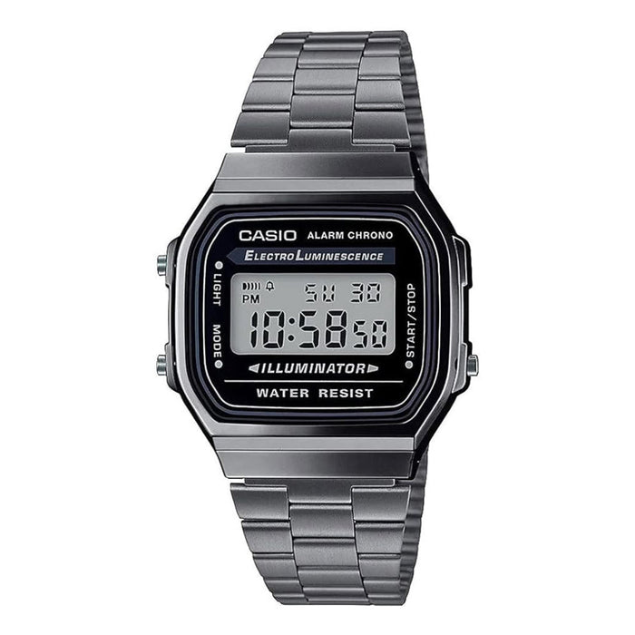 Casio Women's Black Dial Gray Stainless Steel Band Digital Quartz Watch - A168WGG-1ADF
