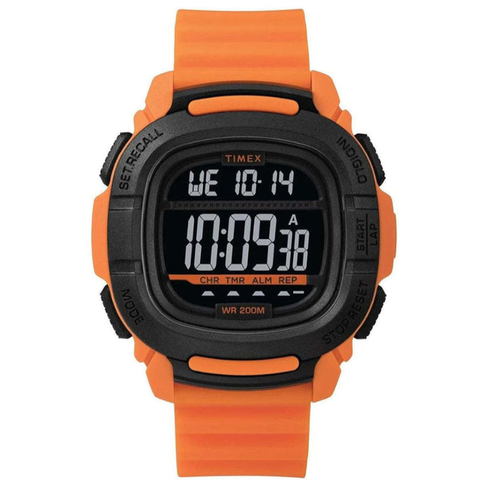 Timex Men's Black Dial Orange Band Digital Quartz Watch - TW5M26500